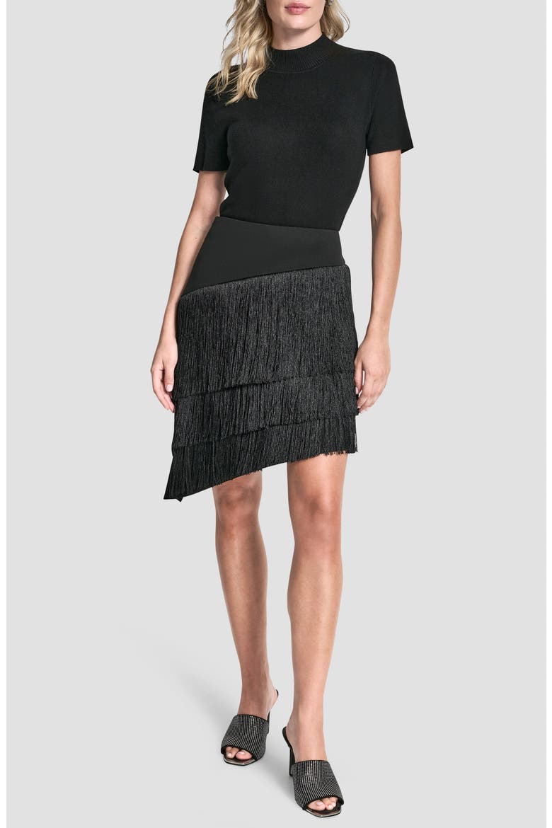 Tiered Fringe Skirt, Alternate, color, BLACK