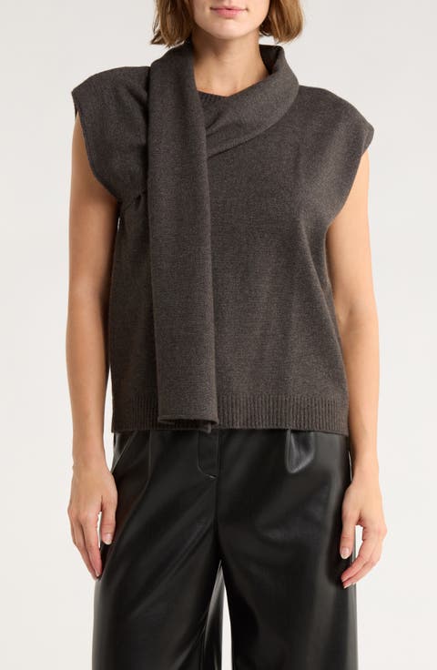 Sleeveless Sweater with Scarf