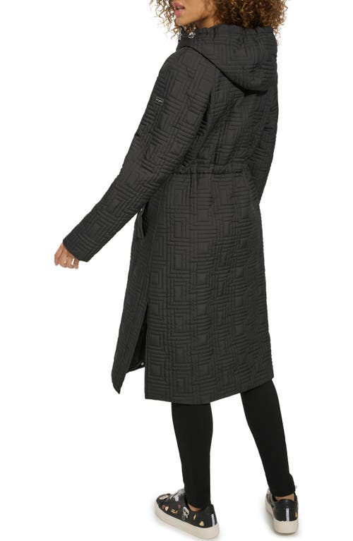 Karl Lagerfeld Double L Quilted Hooded Long Anorak In Black