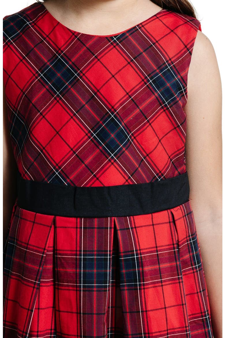 Baby Girls' Pleated Party Dress, Infant, Alternate, color, Red Holiday Plaid