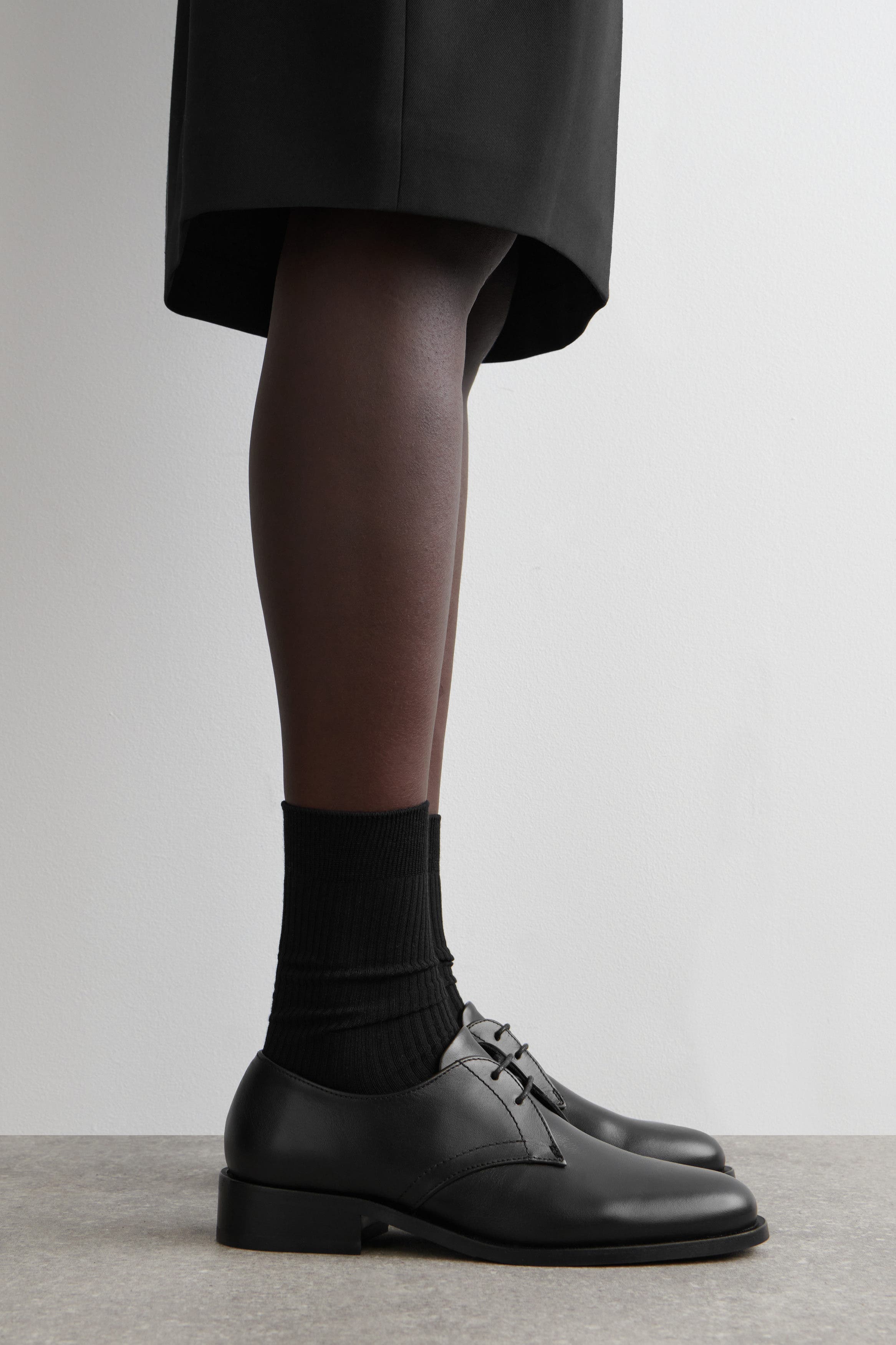 COS Leather Derby Shoes, Alternate, color, Black