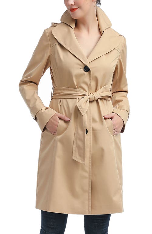 Kimi & Kai Adel Hooded Trench Coat In Nude