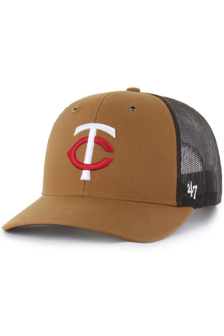 Men's Carhartt x '47  Brown Minnesota Twins Trucker Adjustable Hat, Main, color, Brown