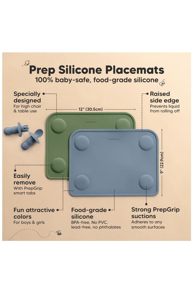 2-Pack Prep Silicone Placemats, Alternate, color, Slate