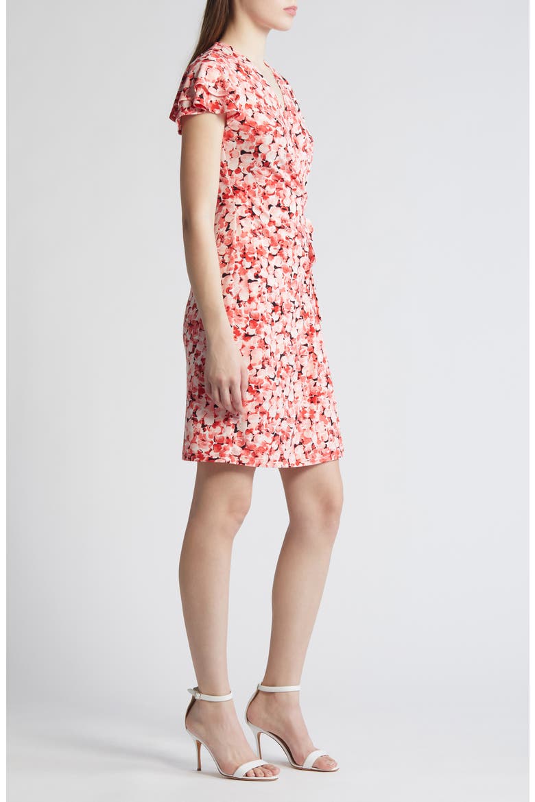 Abstract Floral Flutter Sleeve Wrap Dress, Alternate, color, RED PEAR MULTI