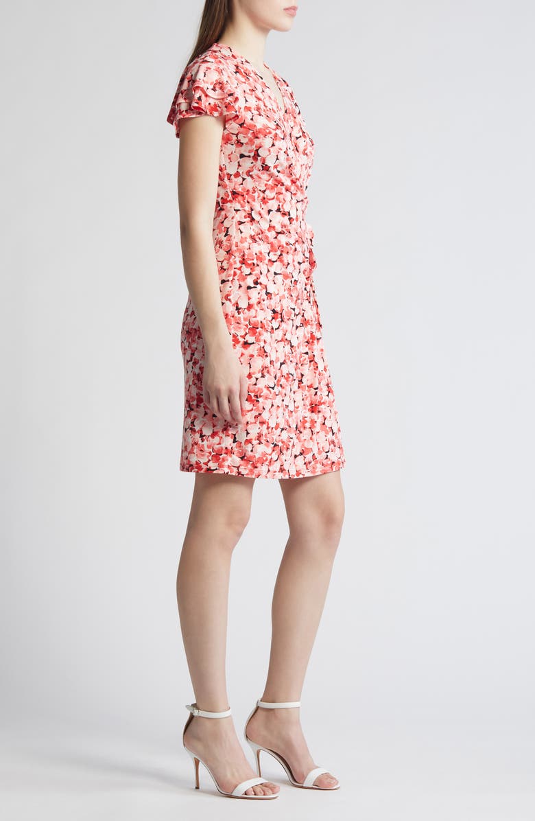 Anne Klein Abstract Floral Flutter Sleeve Wrap Dress, Alternate, color, 
