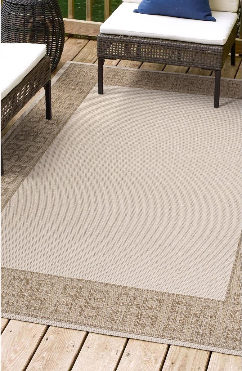 JONATHAN Y Athena Classic Geometric Border Indoor/Outdoor Area Rug, Alternate, color, Cream/Beige