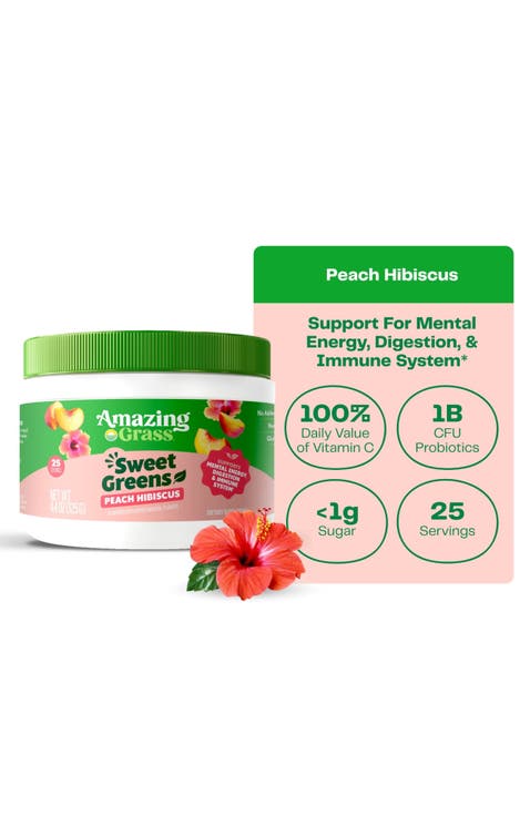 Sweet Greens Superfood Powder Peach Hibiscus 25 Servings
