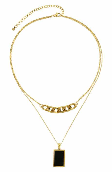 REBL Layered Agate Chain Necklace