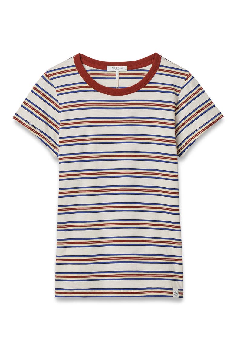 The Slub Stripe Cotton T-Shirt, Alternate, color, IVORY RED MULTI