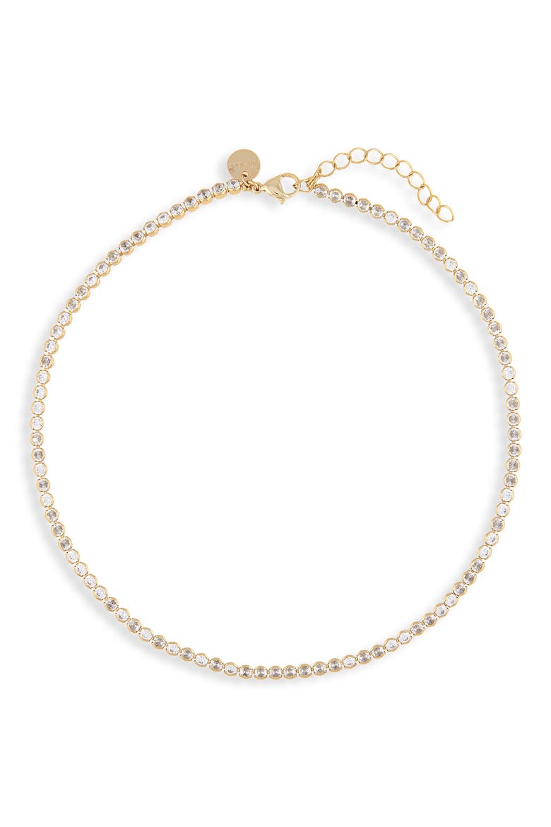 Meg Cubic Zirconia Tennis Necklace, Main, color, GOLD/ BLUE