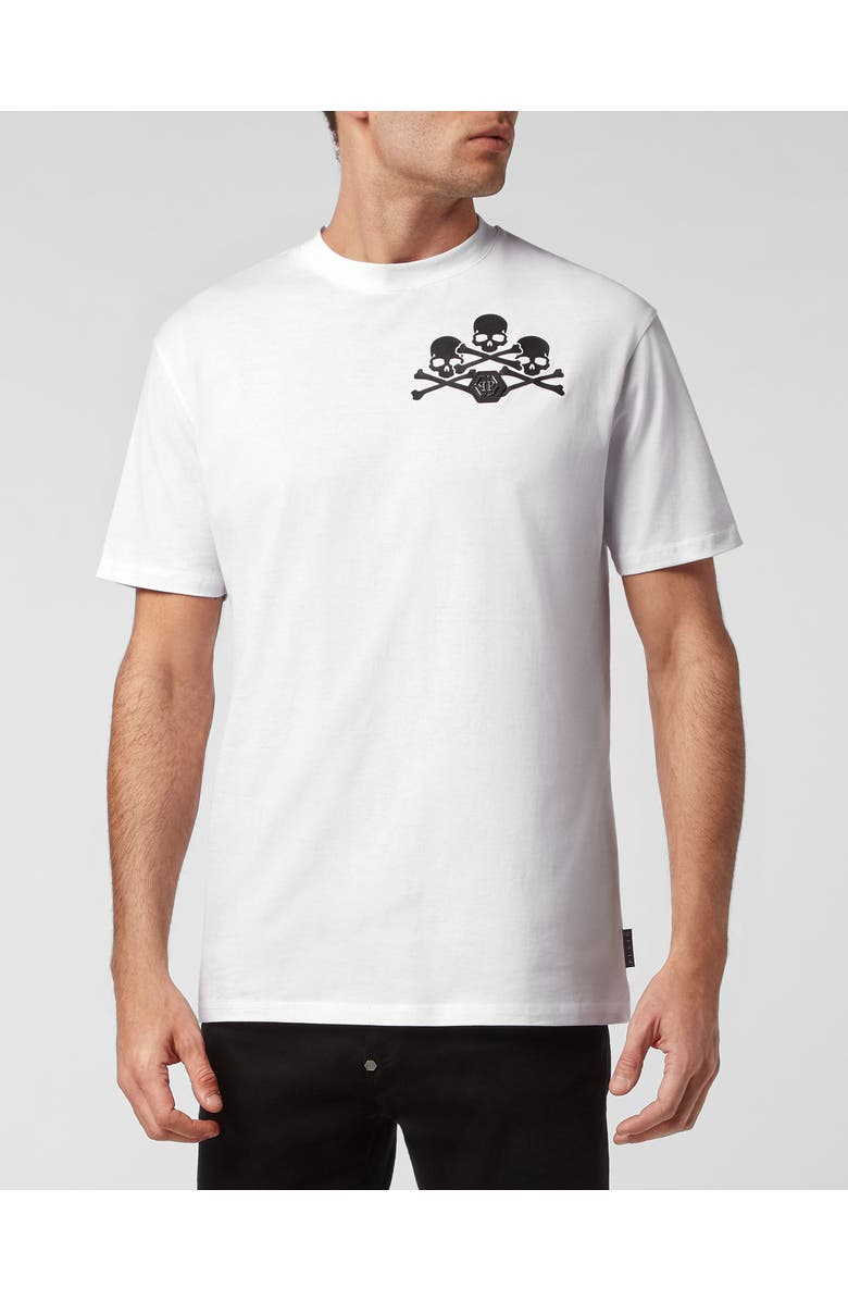 PHILIPP PLEIN T-Shirt Round Neck Ss Skull, Main, color, White