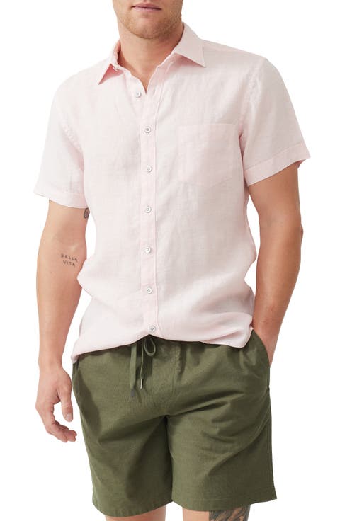 Palm Beach Sports Fit Short Sleeve Linen Button-Up Shirt