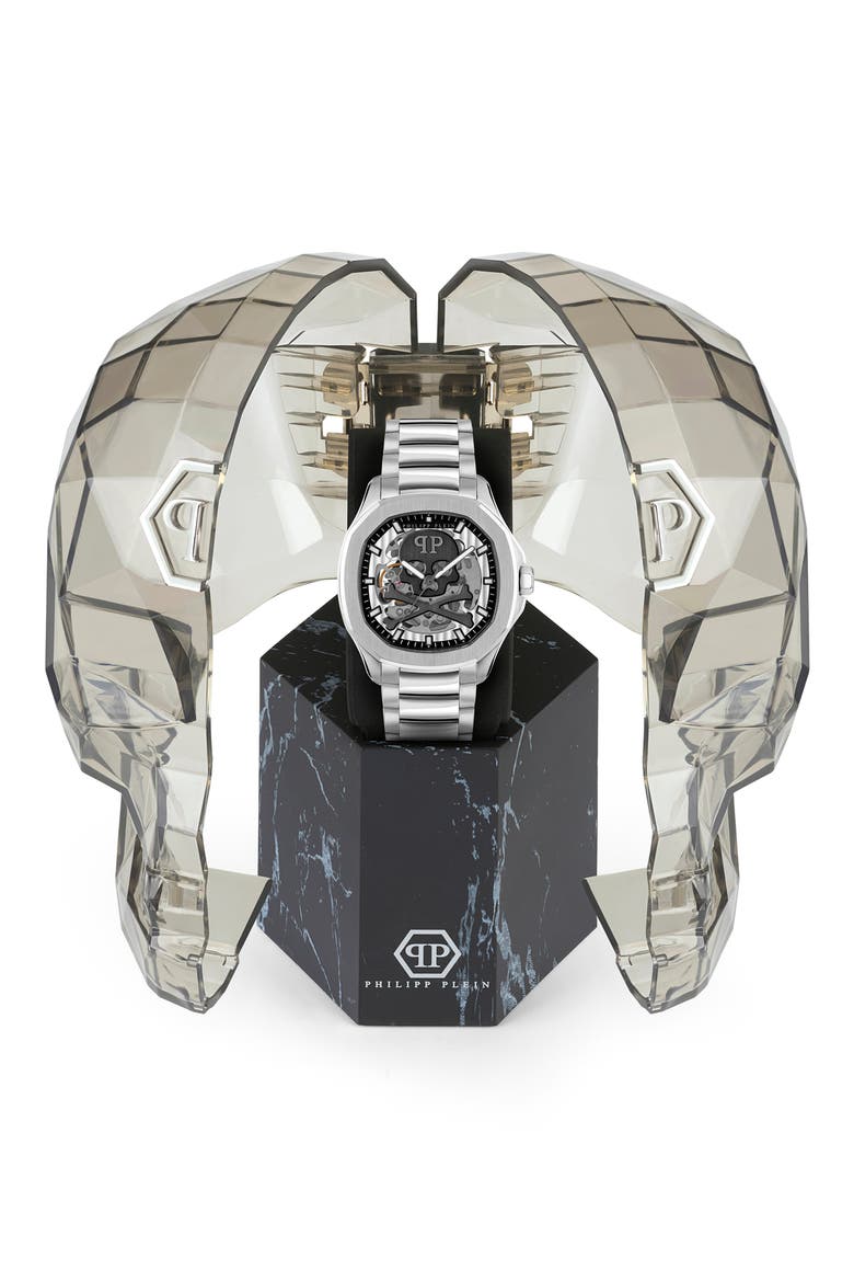 Skeleton Spectre Bracelet Watch, 42mm, Alternate, color, STAINLESS STEEL