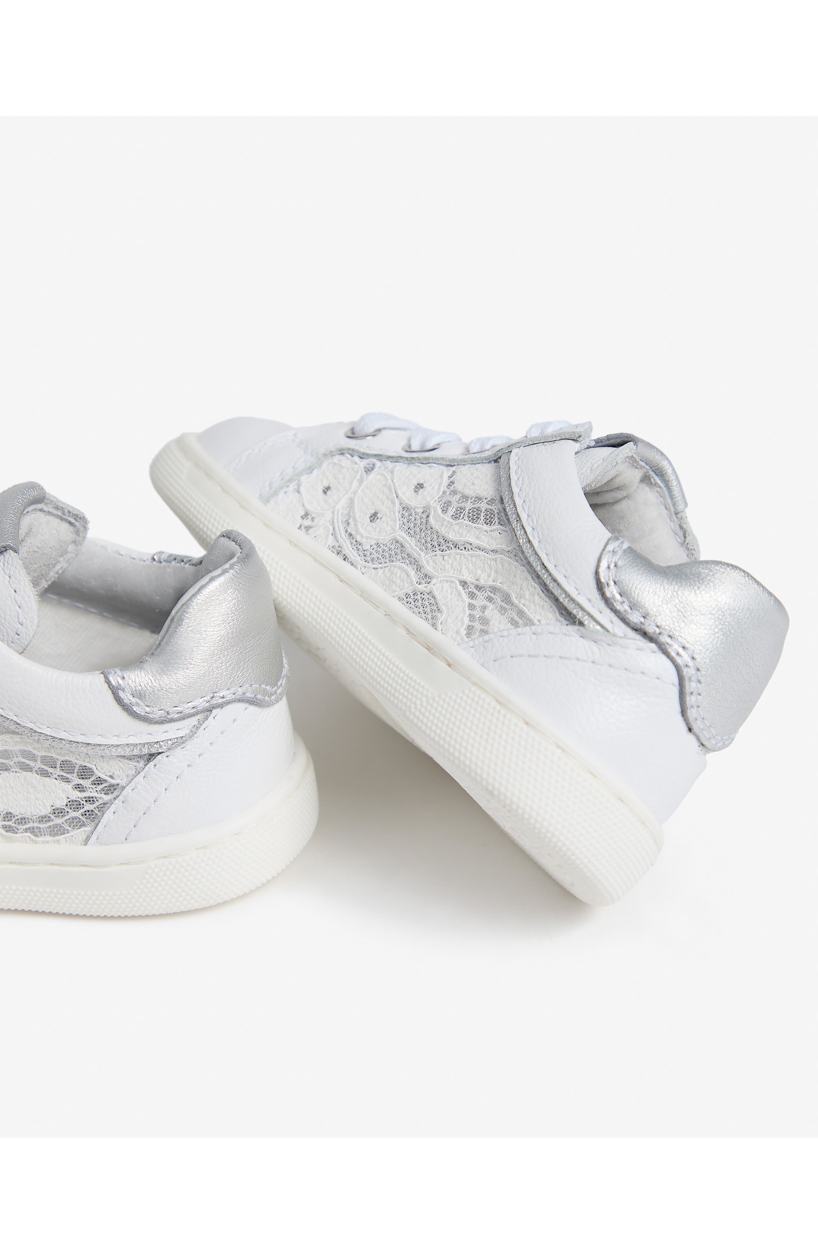 NeroGiardini Kids' Floral Mesh Sneaker, Alternate, color, White