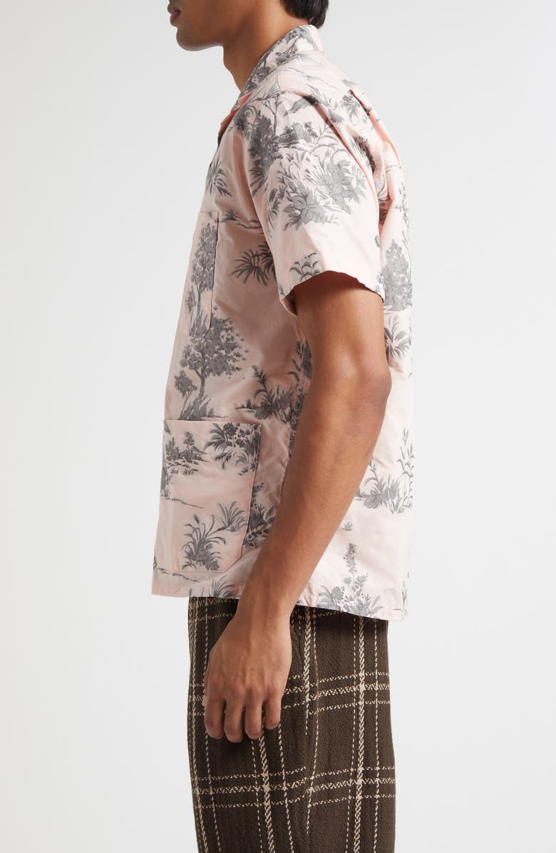 BEAMS Beach Print Camp Shirt, Alternate, color, 30 Pink