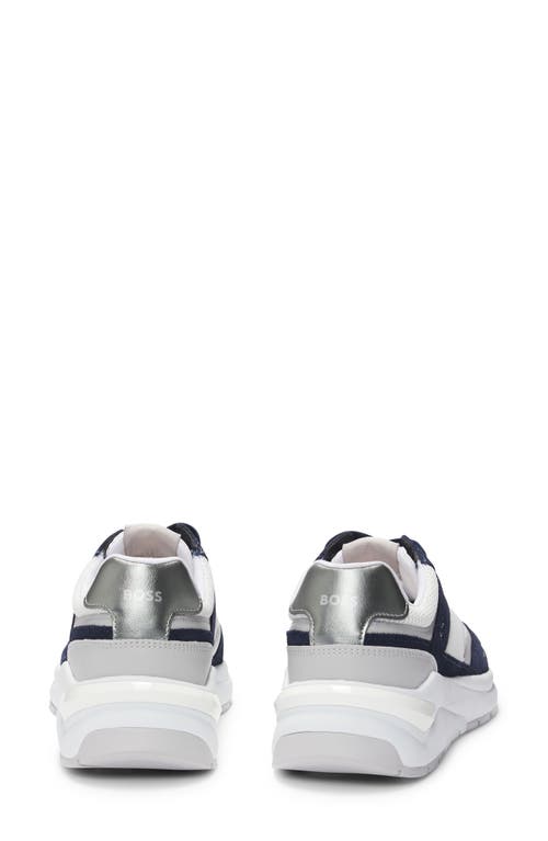 Hugo Boss Mixed-material Trainers With Suede And Mesh In White