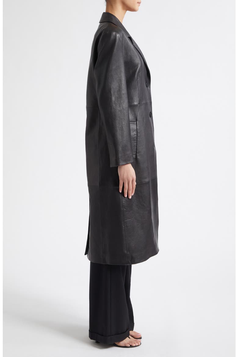 Aisa Leather Coat, Alternate, color, BLACK
