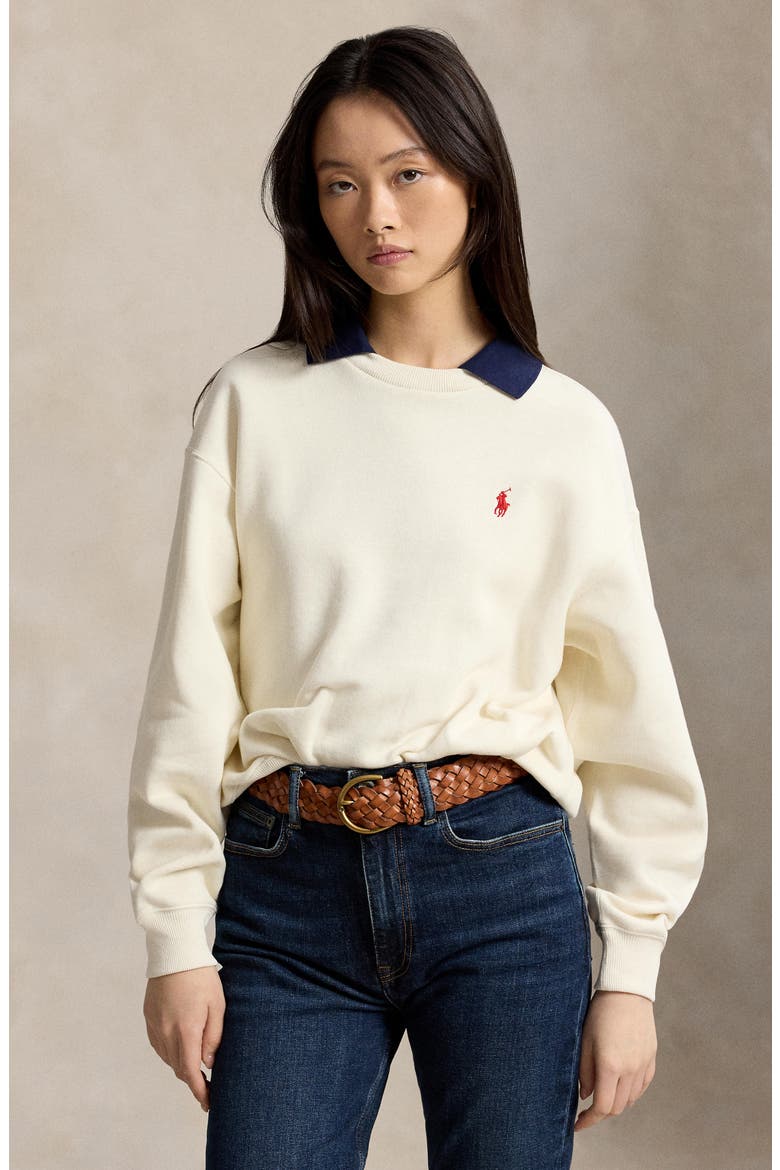 Fleece Sweatshirt, Alternate, color, WARM WHITE