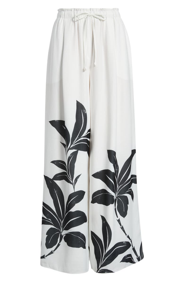 KOBI HALPERIN Vera Tie Waist Floral Print Wide Leg Pants, Main, color, Ivory Multi