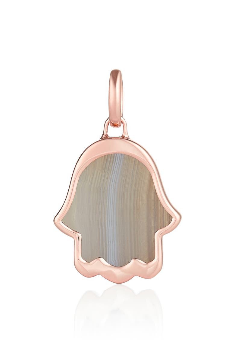 Atlantis Hamsa Semiprecious Stone Enhancer, Main, color, ROSE GOLD/ GREY AGATE