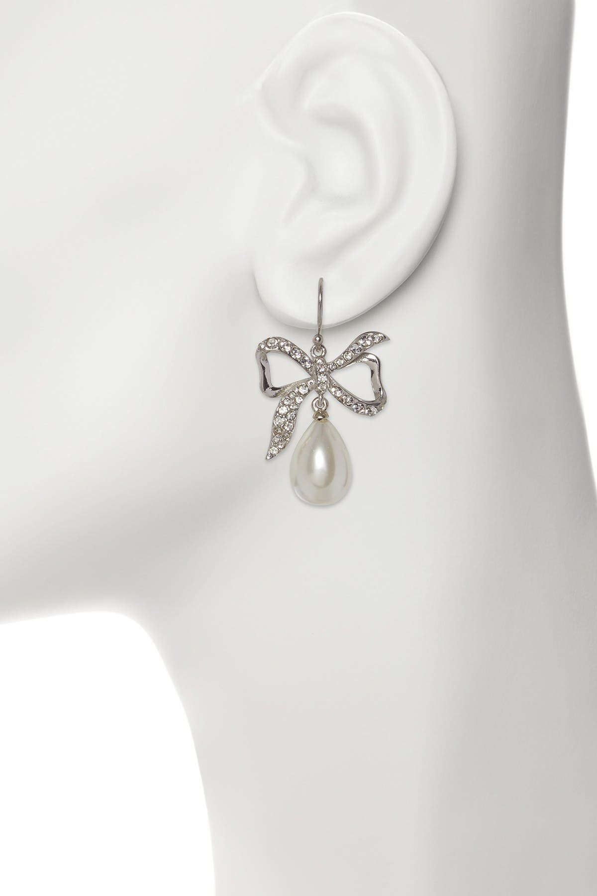 Vince Camuto Pave Crystal Boow & Glass Pearl Drop Earrings (Women ...