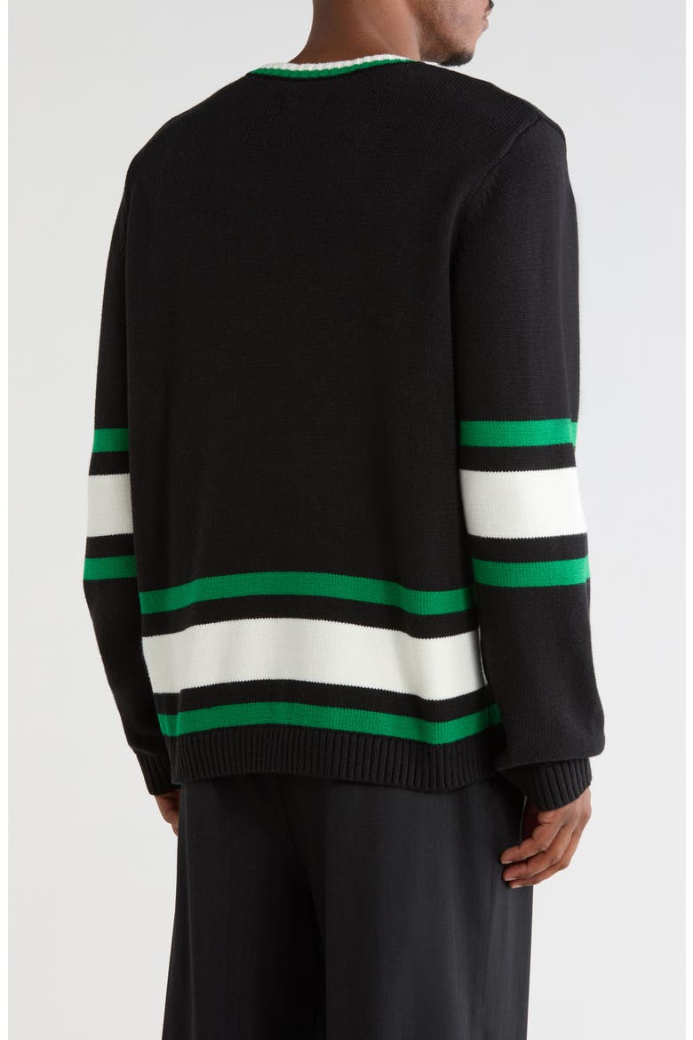 Joshua V-Neck Cotton Blend Sweater, Alternate, color, BLACK GREEN LOGO