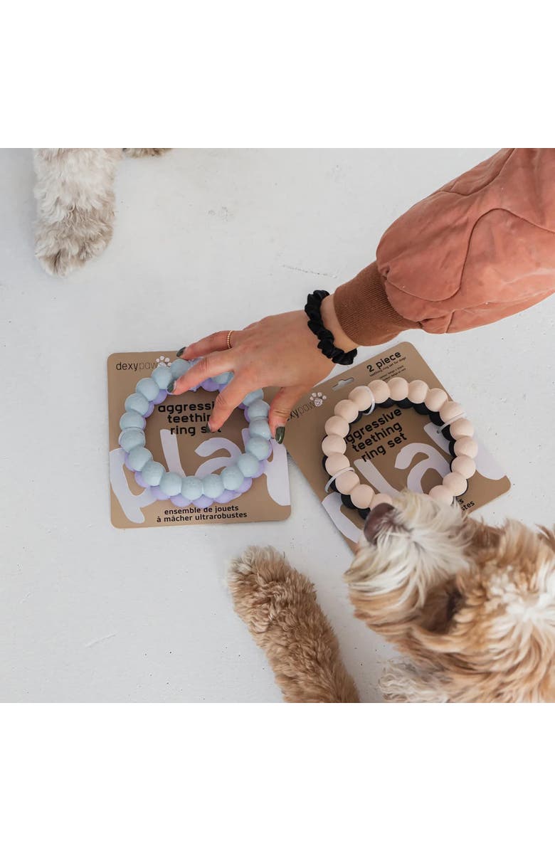 Dexypaws Super Chew Rings 2 Piece Dog Teething Toys, Alternate, color, Blue