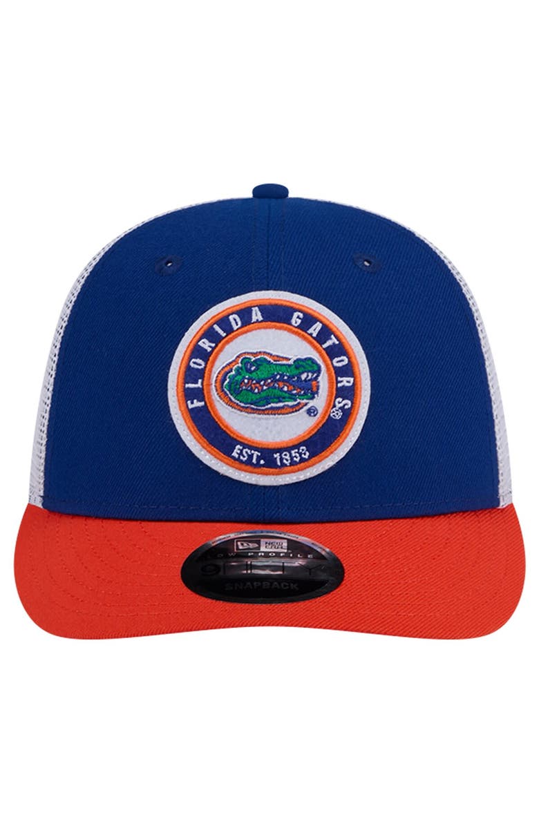 New Era Men's New Era Royal Florida Gators Throwback Circle Patch 9FIFTY Trucker Snapback Hat, Alternate, color, 