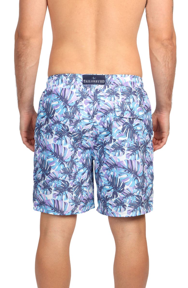 TailorByrd Tropical Palm Swim Shorts, Alternate, color, Blue