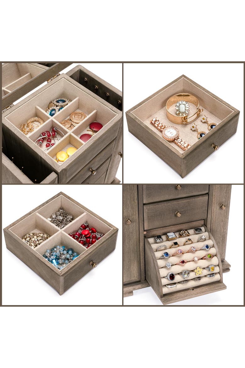 Tabletop Jewelry Armoire, Alternate, color, Weathered Gray