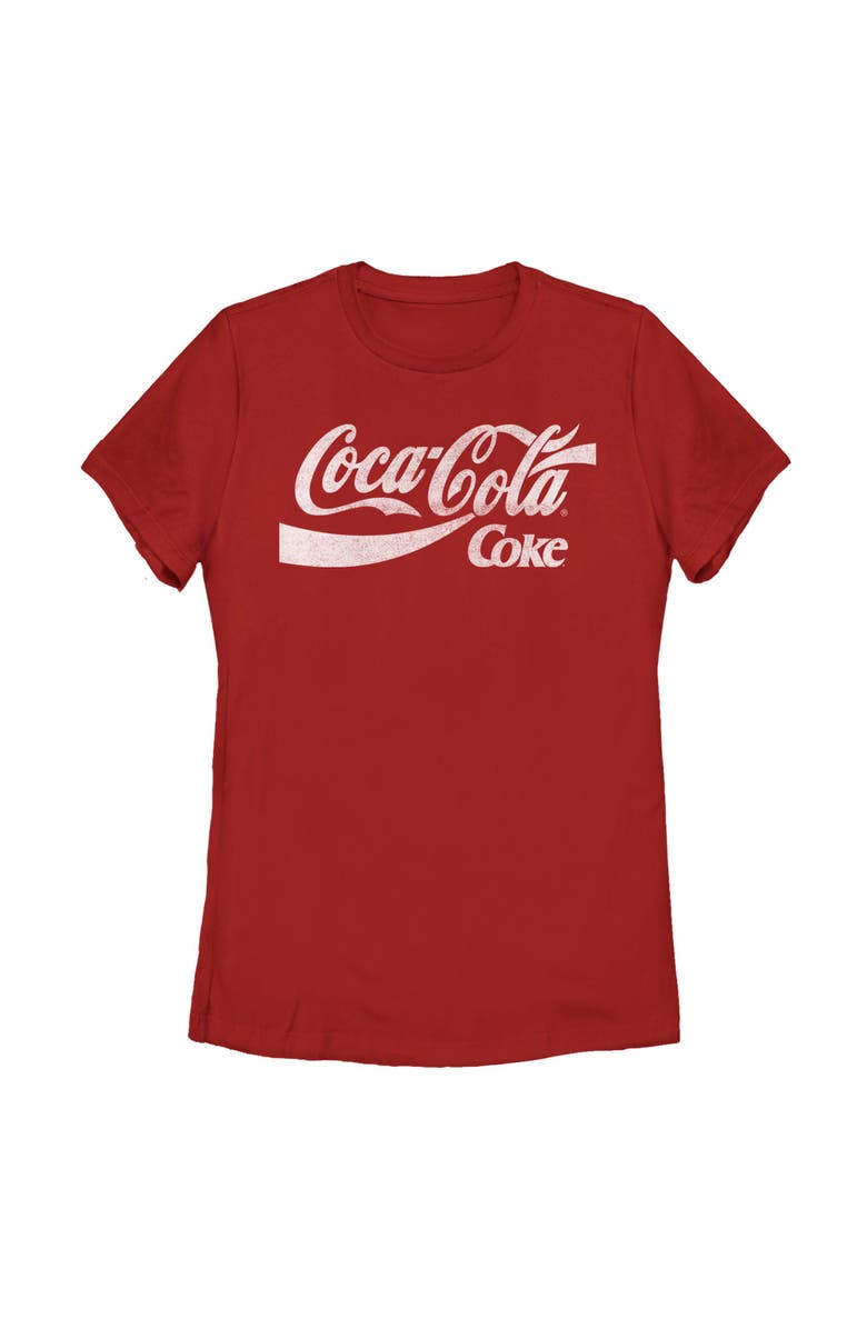 Coca Cola Women's Coca Cola Distressed Classic Logos  Graphic T-Shirt, Main, color, Red