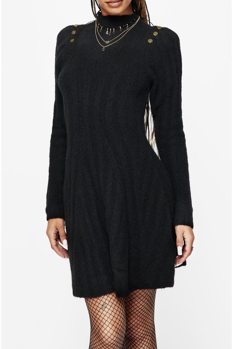 Dream Ribbed Skater Knit Dress, Alternate, color, Black