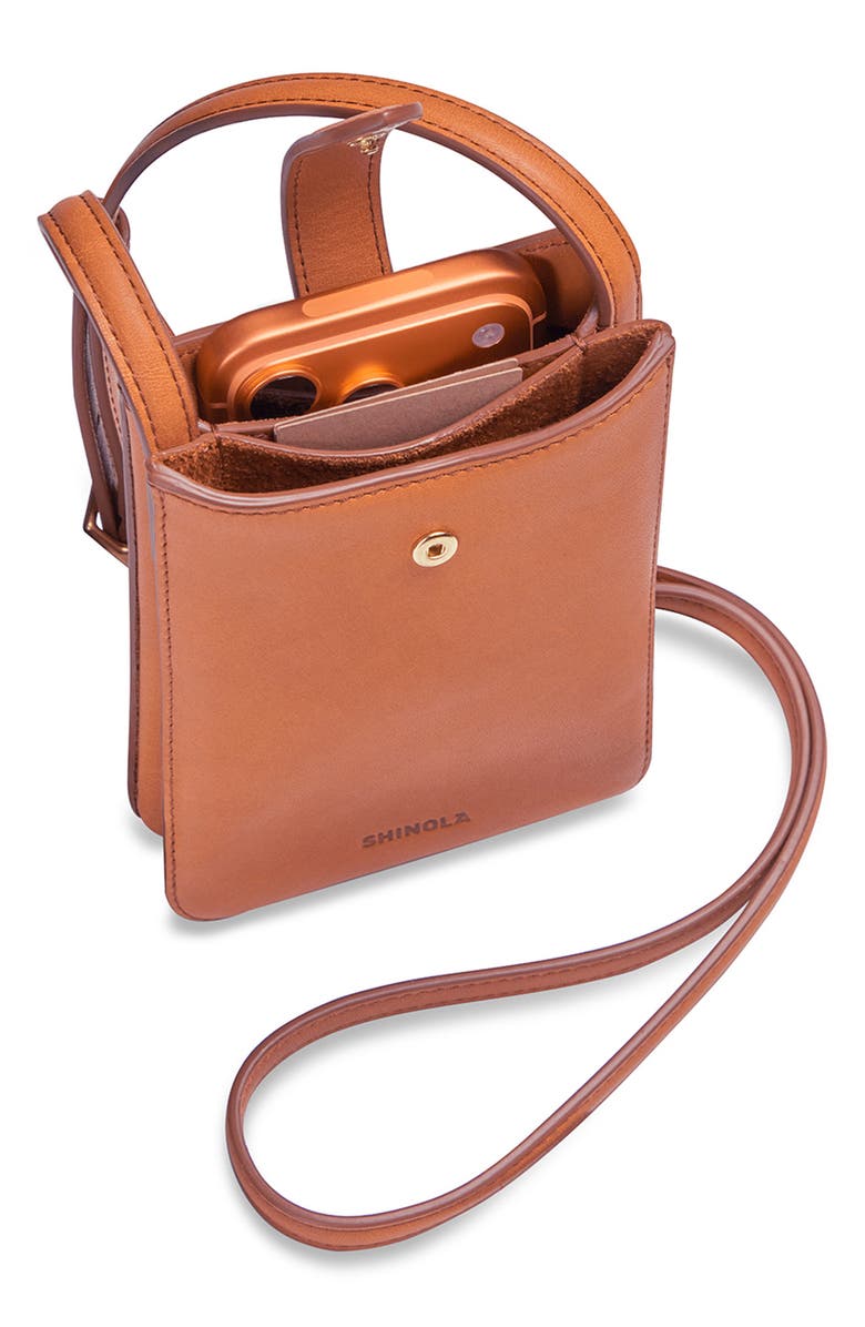 Shinola Bixby Leather Phone Crossbody Bag, Alternate, color, Rust