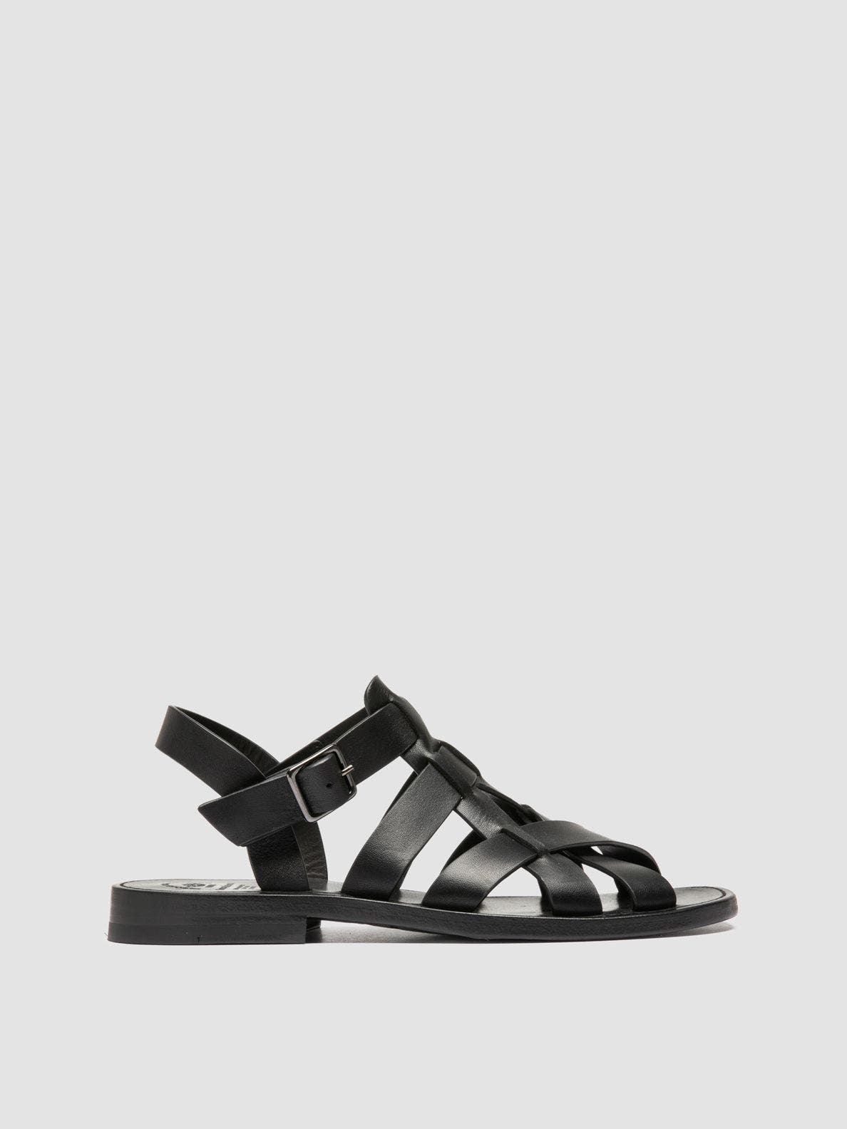 Officine Creative Ganema 105 Leather Fisherman Sandals, Main, color, Black