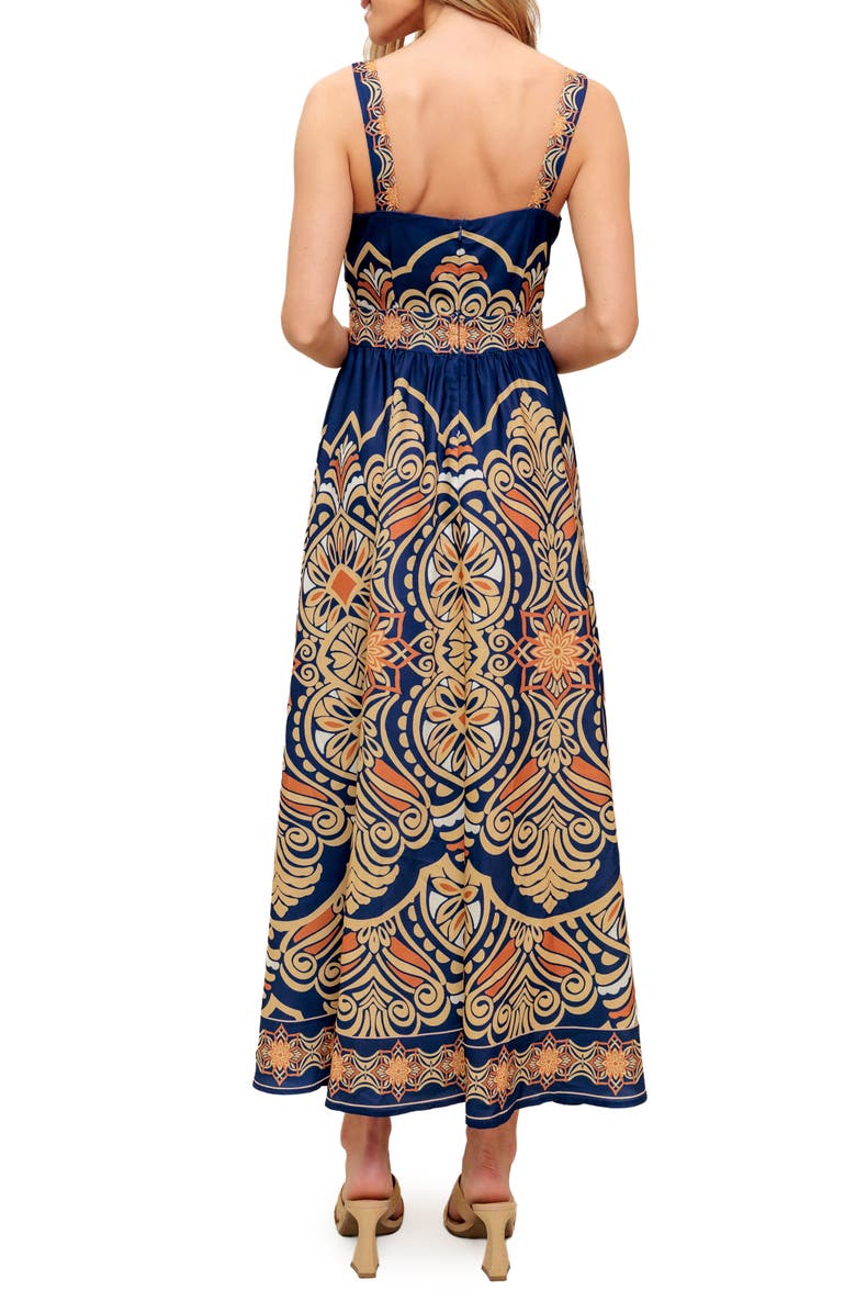 FLYING TOMATO Square Neck Midi Dress, Alternate, color, Navy
