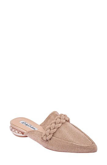 Lady Couture Micro Rhinestone Loafer Mule In Rose Gold