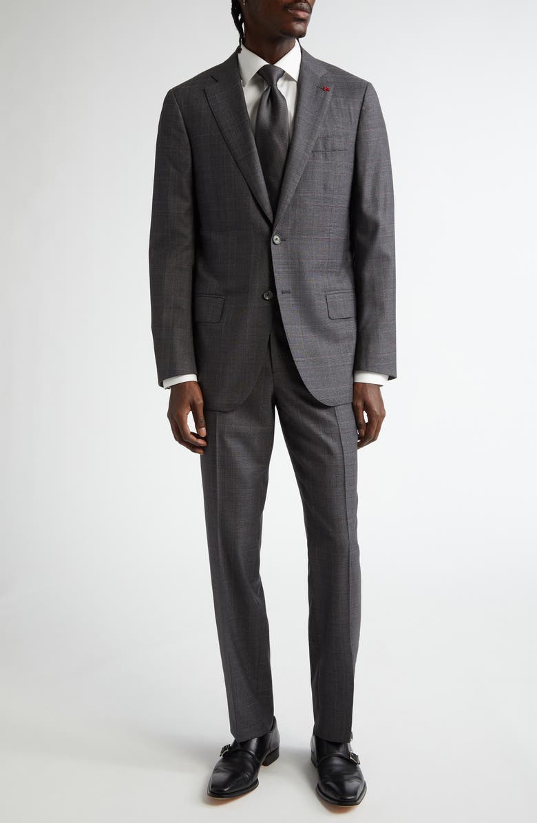 ISAIA Sanita Plaid Wool Suit, Main, color, Dark Grey
