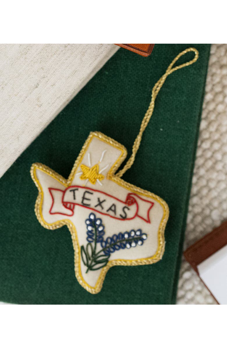 Matr Boomie Texas Bluebonnet Beaded Fabric Ornament - Embroidered, Alternate, color, White