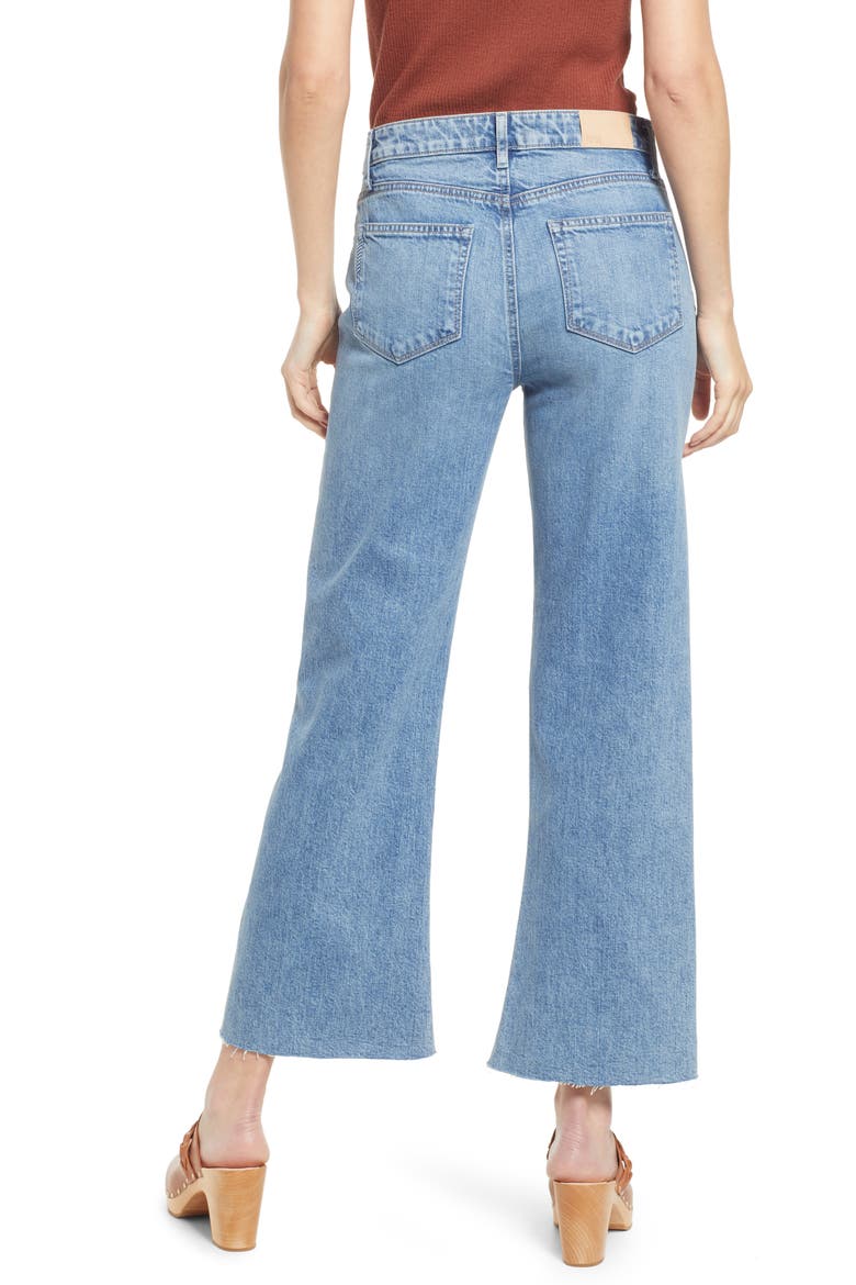 Leenah Raw Hem Wide Leg Jeans, Alternate, color, HENNA