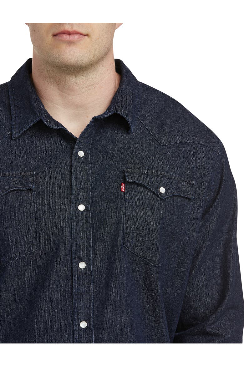 Big & Tall  Rinse Wash Denim Shirt, Alternate, color, RINSE