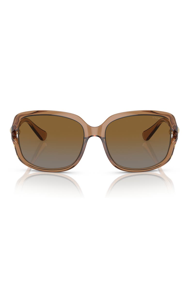 57mm Polarized Square Sunglasses, Main, color, BROWN / BROWN GREY POLAR