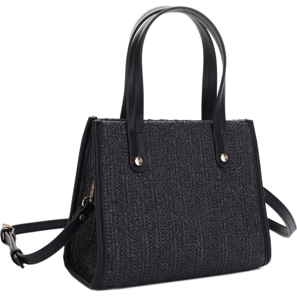 Emperia Annabelle Mini Straw Satchel In Black