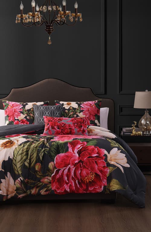 Bebejan Flower Garland Cotton Sateen Comforter Set In Grey