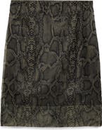 MANGO Snakeskin Print Organza Pencil Skirt