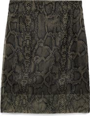 MANGO Snakeskin Print Organza Pencil Skirt