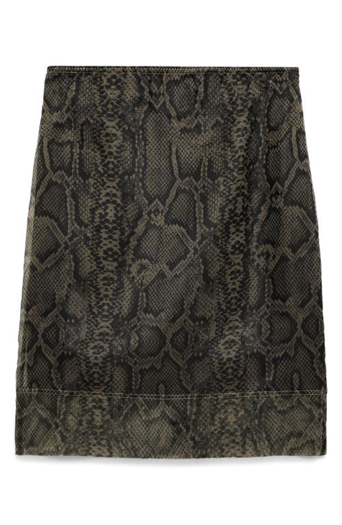 Mango Snakeskin Print Organza Pencil Skirt In Ecru