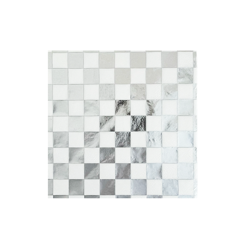 Jollity & Co Checkered Cocktail Napkins In White
