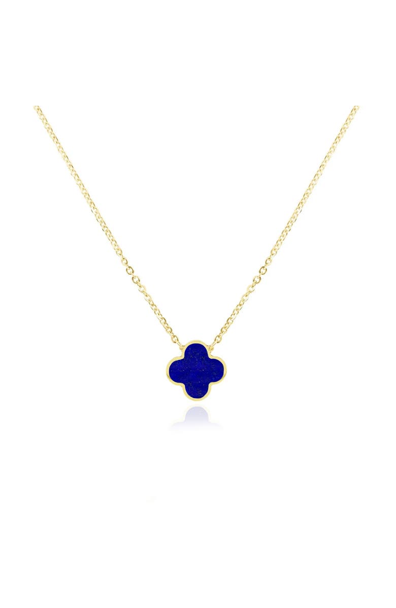 The Lovery Fine Jewelry Small Lapis Single Clover Necklace, Main, color, Lapis