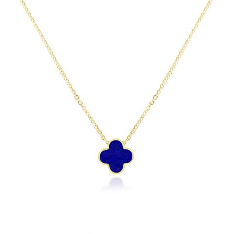 Small Lapis Single Clover Necklace